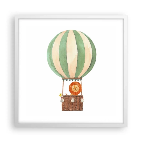 Poster in cornice bianca - I viaggi del leone - 50x50 cm