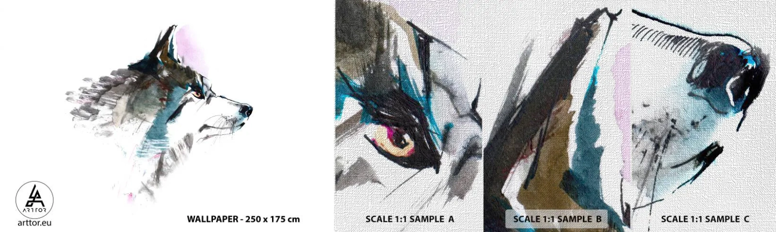 Campione di Fotomurale Premium Canvas - Si parla del lupo - Astrazione, Animali, Cane - 100x30 cm