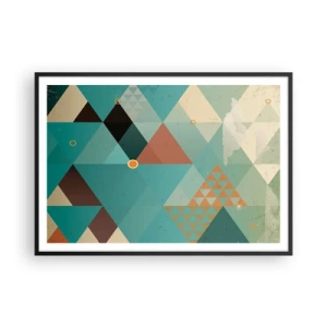 Poster in cornice nera - Motivi geometrici nei toni del turchese e del marrone - 100x70cm - Unità della molteplicità, molteplicità dell'unità - Decorazione murale moderna per soggiorno e camera da letto ARTTOR