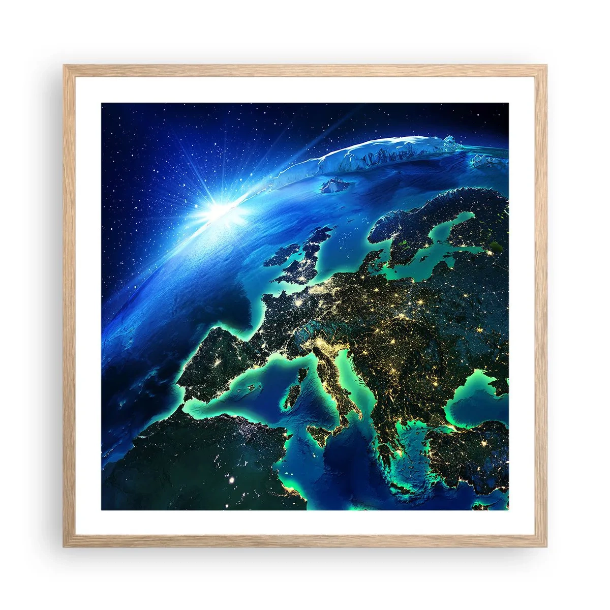 Poster in cornice rovere chiaro - L'Europa scintillante - 60x60 cm