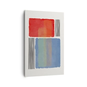 Quadro su tela - Stampe su Tela - Composizione geometrica con blocchi colorati e linee - 80x120cm - Spirito e lettera della geometria - Decorazione murale moderna per soggiorno e camera da letto ARTTOR