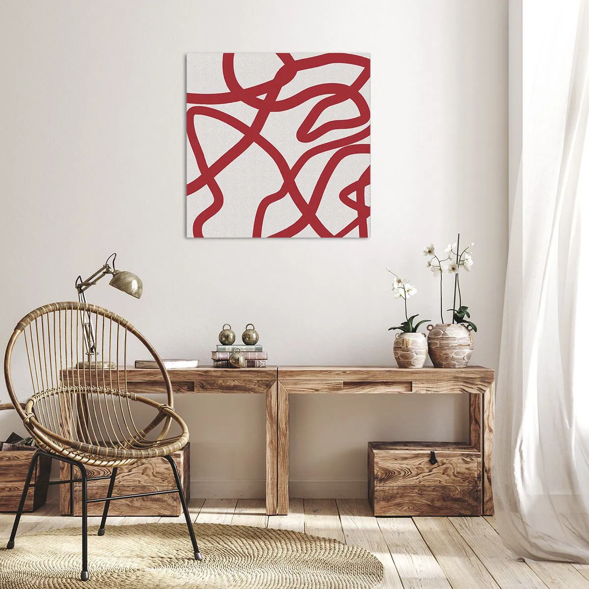 Quadro su tela - Stampe su Tela - Rosso su bianco - 70x70 cm