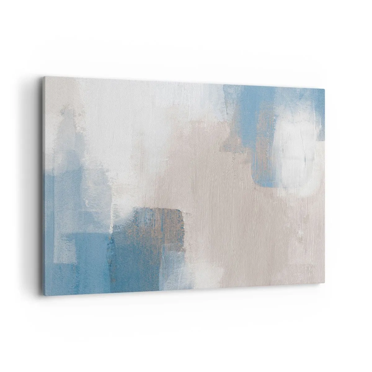 Quadro su tela - Stampe su Tela - Forme astratte nei toni del blu e del beige - 120x80cm - Astrazione rosa coperta dal blu - Decorazione murale moderna per soggiorno e camera da letto ARTTOR