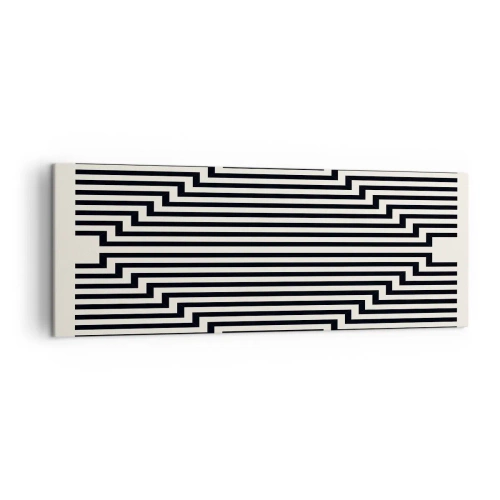 Quadro su tela - Stampe su Tela - Linee bianche e nere che creano un effetto di illusione geometrica - 140x50cm - Illusione geometrica - Decorazione murale moderna per soggiorno e camera da letto ARTTOR