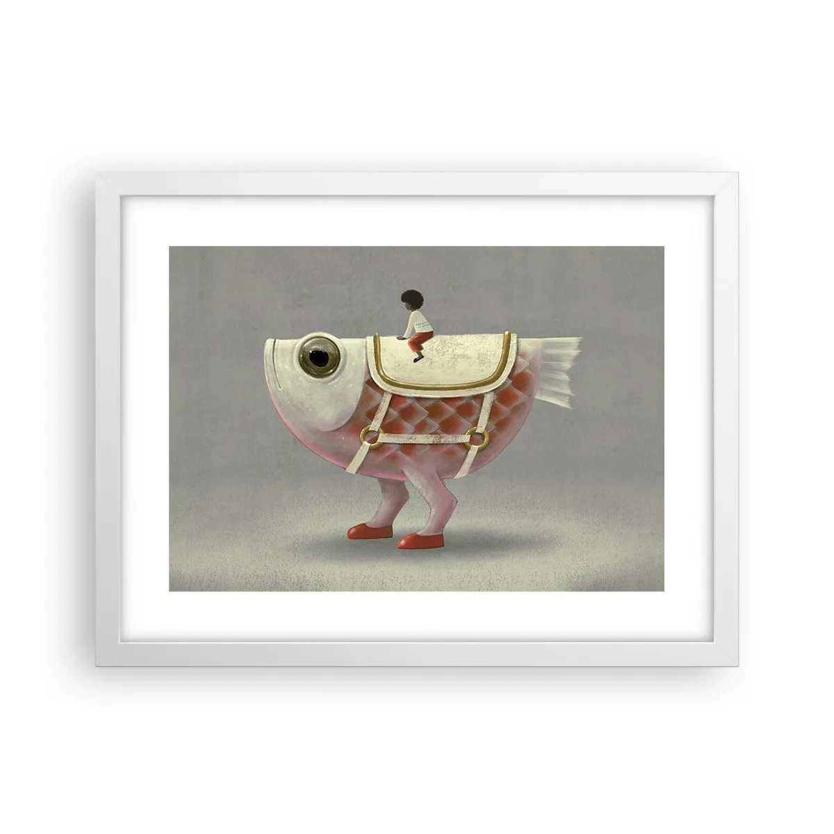 Poster in cornice bianca - Il cavaliere del pesce - 40x30 cm