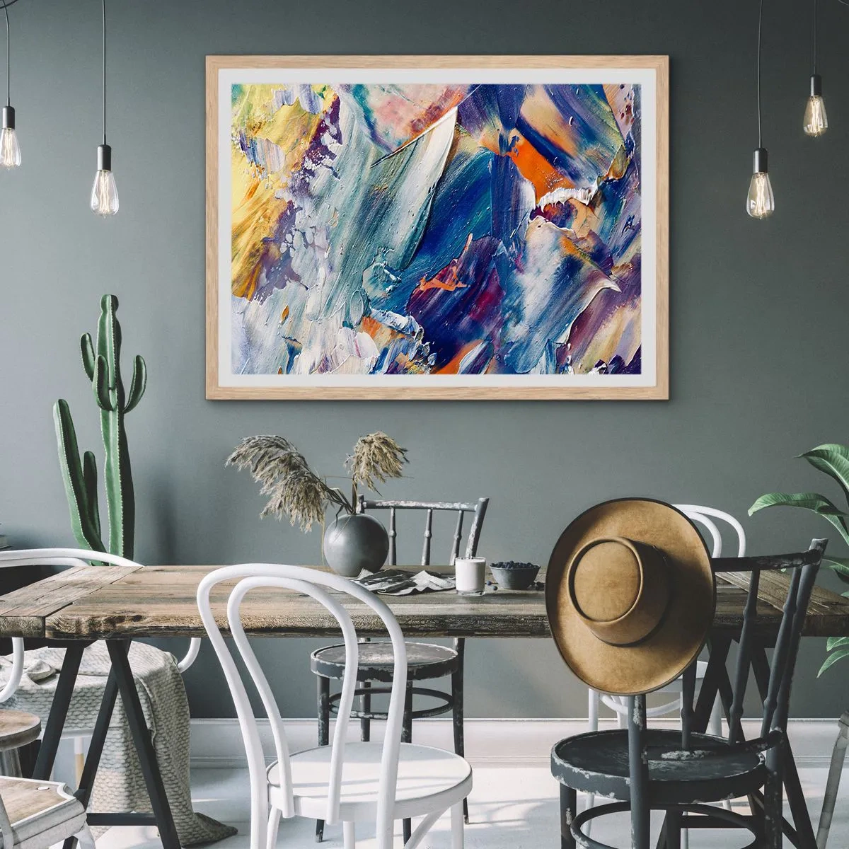 Poster in cornice rovere chiaro - La confusione del colore - 70x50 cm