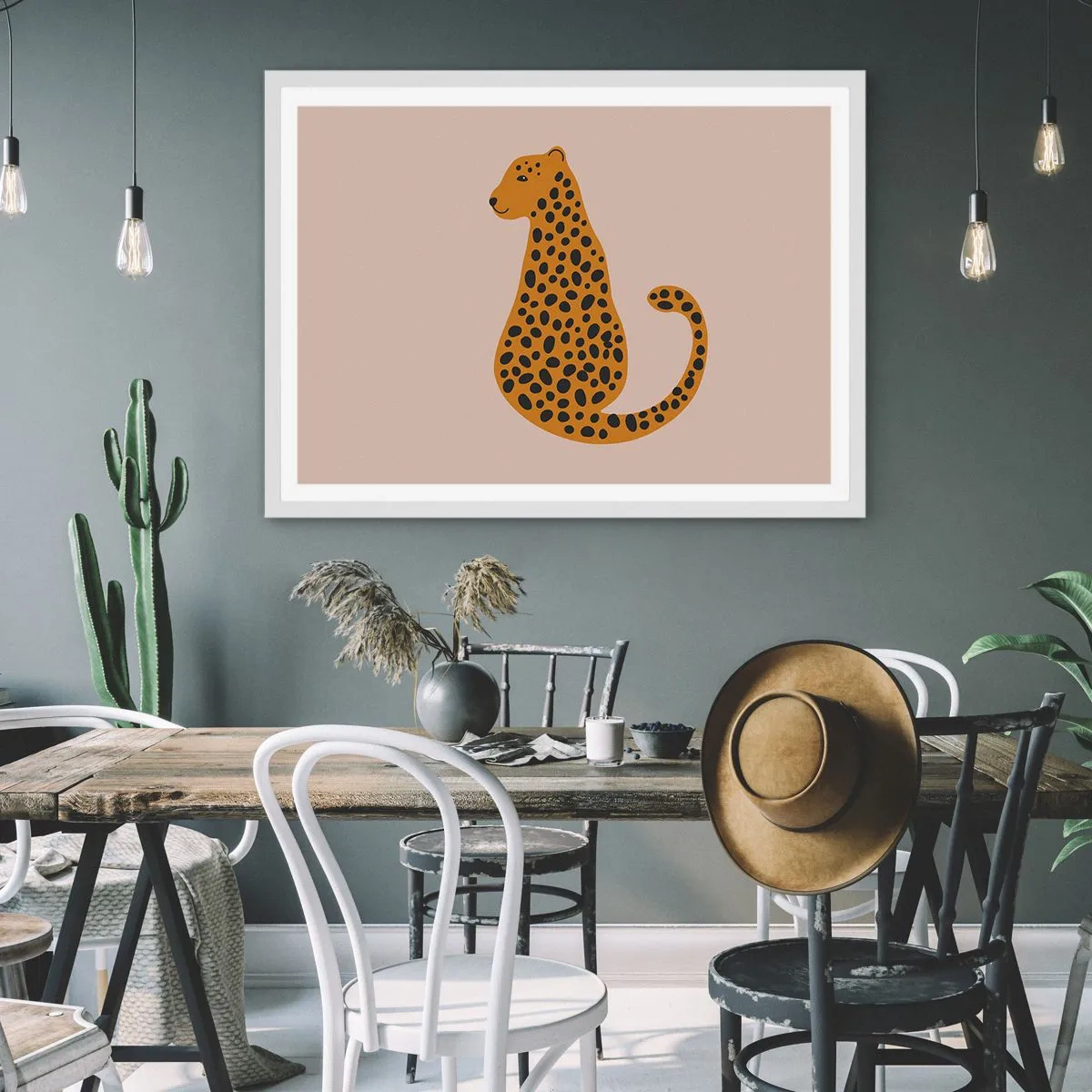 Poster in cornice bianca - Il leopardo è un motivo di moda - 100x70 cm