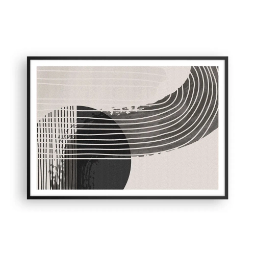 Poster in cornice nera - Motivo astratto con linee e forme geometriche - 100x70cm - Andata e ritorno - Decorazione murale moderna per soggiorno e camera da letto ARTTOR