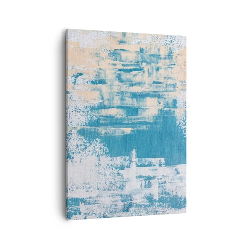 Quadro su tela - Stampe su Tela - Composizione astratta nei toni del blu e del bianco - 50x70cm - Attraverso il ghiaccio - Decorazione murale moderna per soggiorno e camera da letto ARTTOR