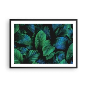 Poster in cornice nera - Foglie verdi in stile minimalista - 70x50cm - Nella folla verde - Decorazione murale moderna per soggiorno e camera da letto ARTTOR