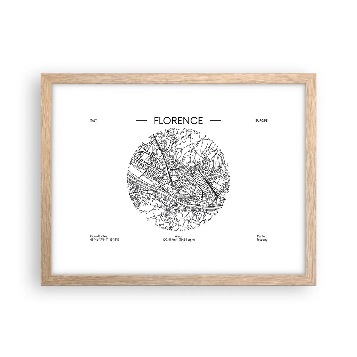 Poster in cornice rovere chiaro - Anatomia di Firenze - 40x30 cm