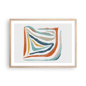 Poster in cornice rovere chiaro - Astrazione piacevolmente sorridente - 70x50 cm