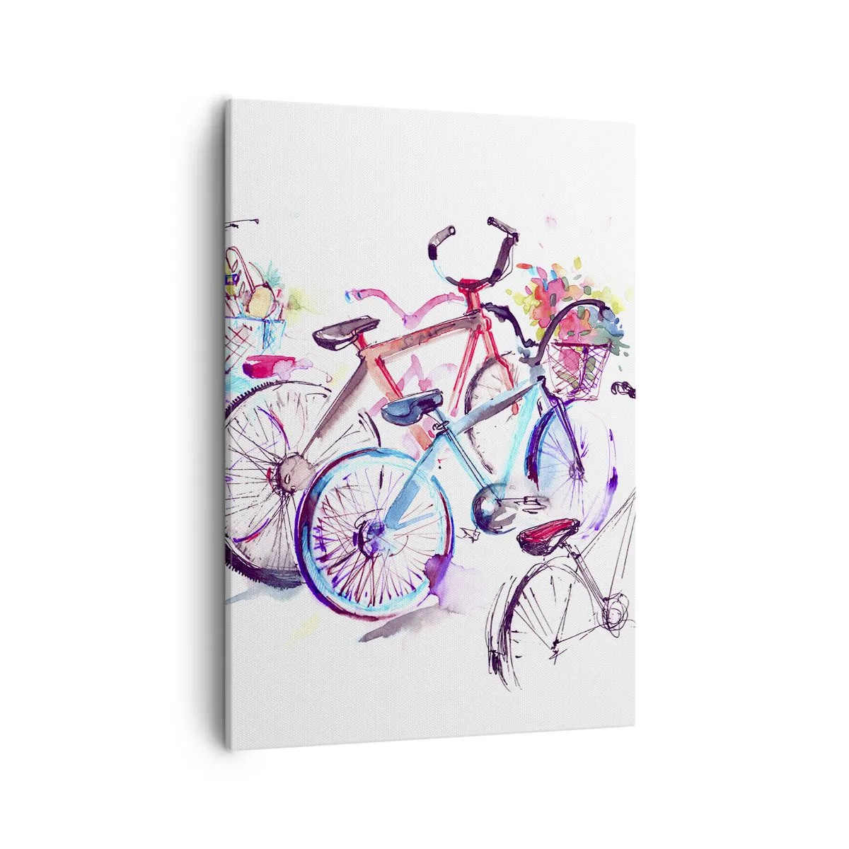 Quadro su tela - Stampe su Tela - Biciclette colorate in stile acquerello artistico - 50x70cm - La riunione del club Antimoto - Decorazione murale moderna per soggiorno e camera da letto ARTTOR