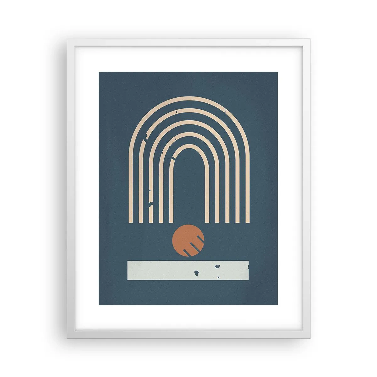 Poster in cornice bianca - Geometria in blu - 40x50 cm