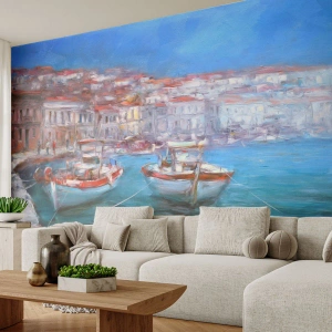 Fotomurali Premium Canvas - Barche in una pittoresca baia italiana - 100x70cm - Golfo italiano - Decorazione murale moderna per soggiorno e camera da letto ARTTOR
