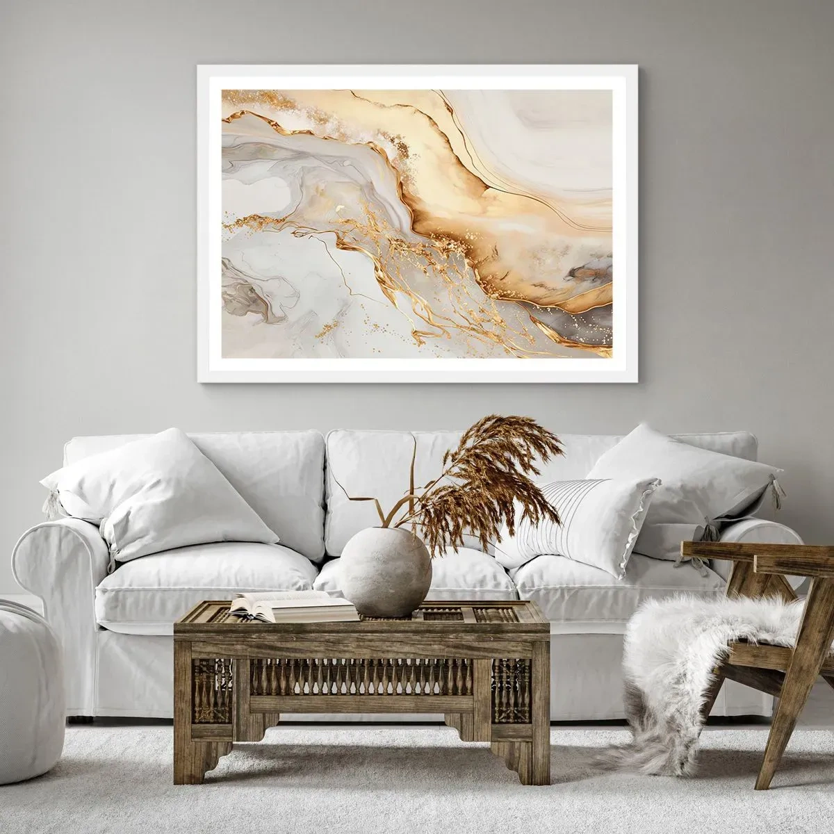 Poster in cornice bianca - Astrazione: bellezza e bontà - 50x40 cm