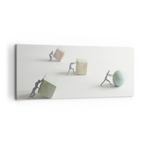 Quadro su tela - Stampe su Tela - Miniature che spingono forme su uno sfondo chiaro - 120x50cm - È la vita - Decorazione murale moderna per soggiorno e camera da letto ARTTOR