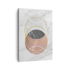 Quadro su tela - Stampe su Tela - Composizione geometrica astratta con cerchi e dettagli metallici - 50x70cm - La musica delle sfere - Decorazione murale moderna per soggiorno e camera da letto ARTTOR