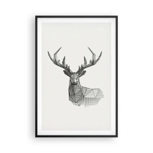 Poster in cornice nera - Cervo in stile cubista - 61x91 cm