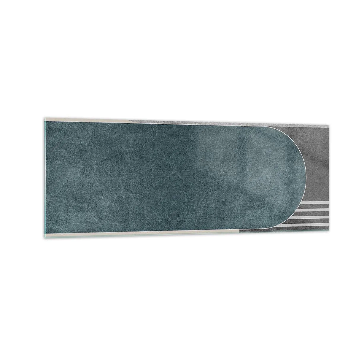 Quadro su vetro - Astrazione geometrica nei toni del grigio e del verde - 140x50cm - Composizione orizzontale - Decorazione murale moderna per soggiorno e camera da letto ARTTOR