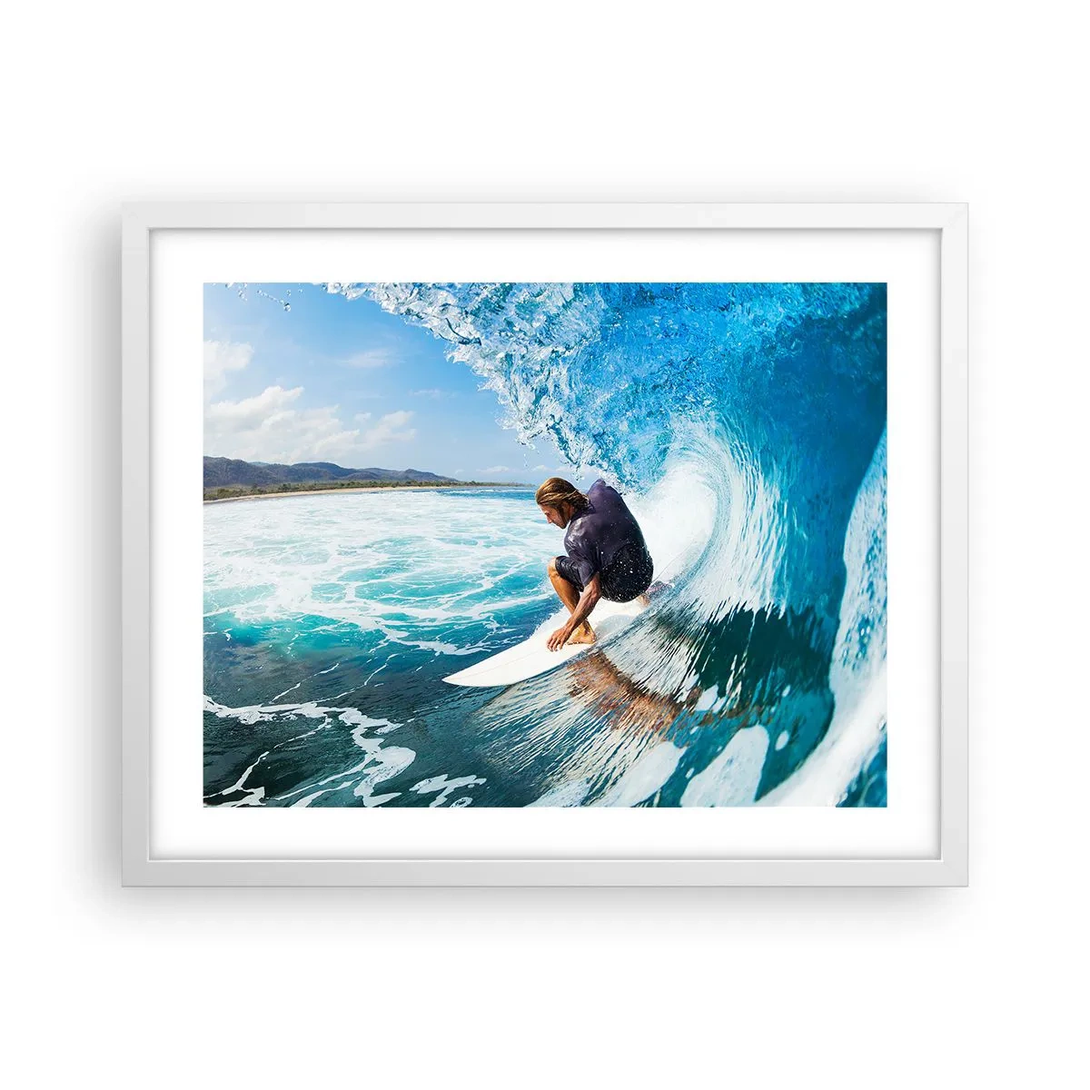Poster in cornice bianca - Ballando con le onde - 50x40 cm