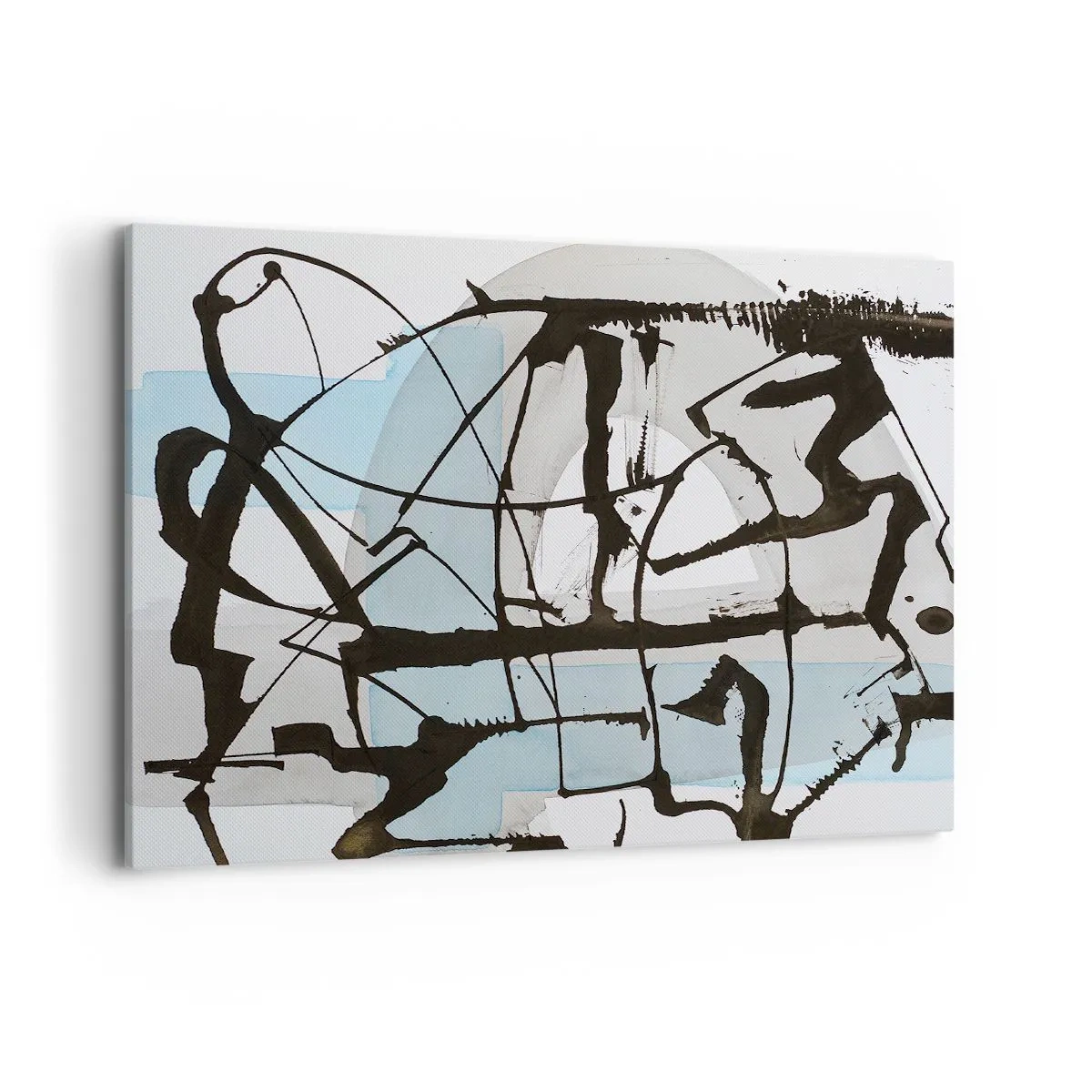 Quadro su tela - Stampe su Tela - Linee e forme astratte in blu e nero - 100x70cm - Blu nonostante tutto - Decorazione murale moderna per soggiorno e camera da letto ARTTOR