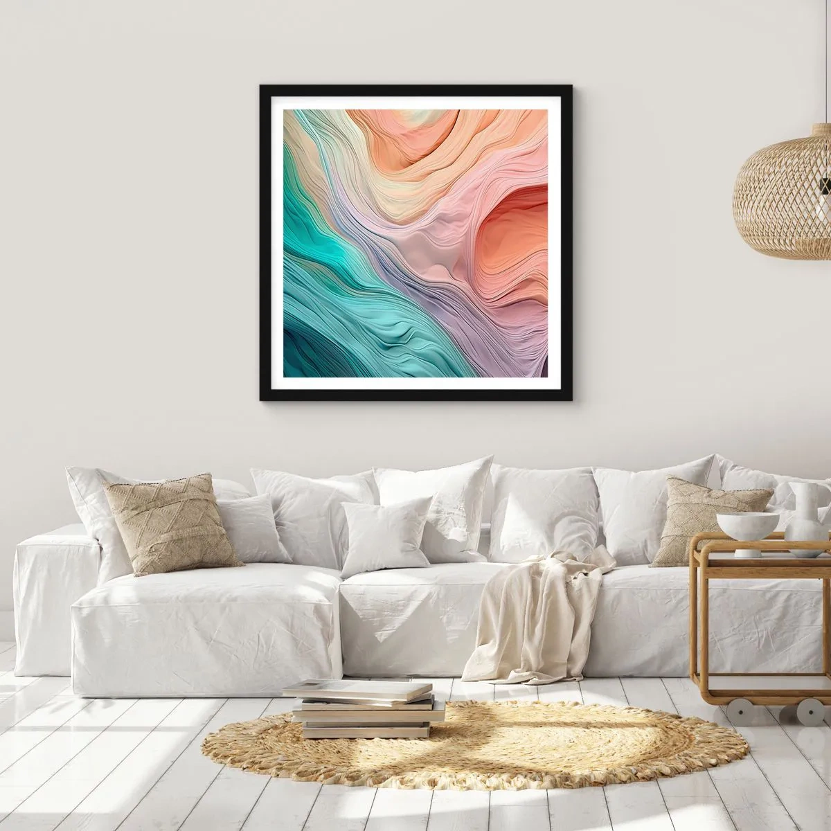 Poster in cornice nera - Onda arcobaleno - 30x30 cm