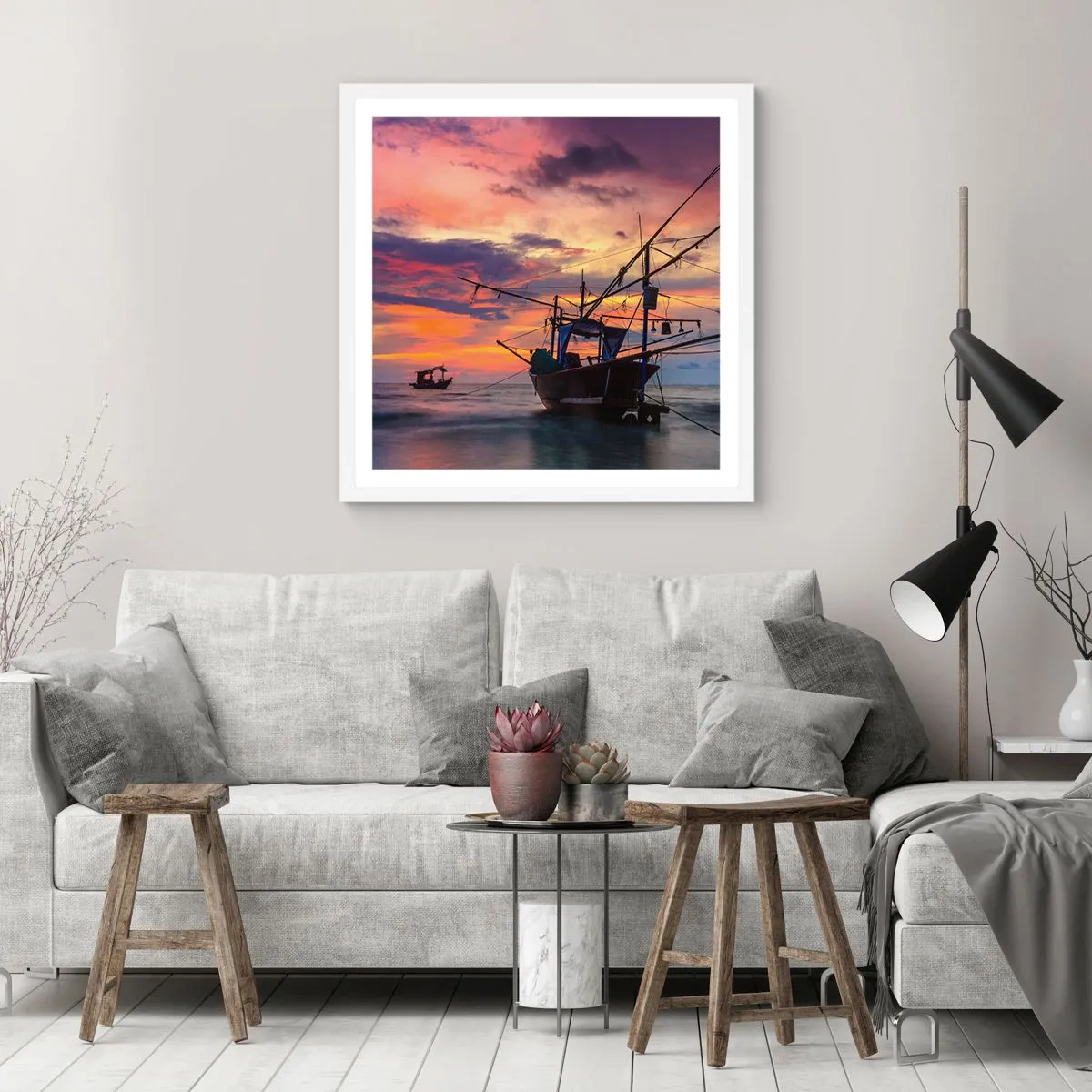 Poster in cornice bianca - Sera esotica - 40x40 cm