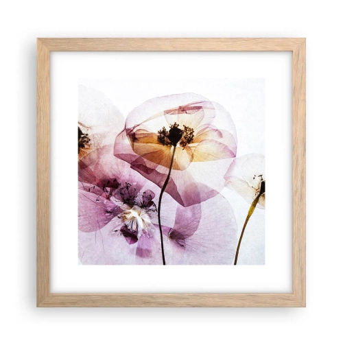 Poster in cornice rovere chiaro - Fiori trasparenti - 30x30 cm