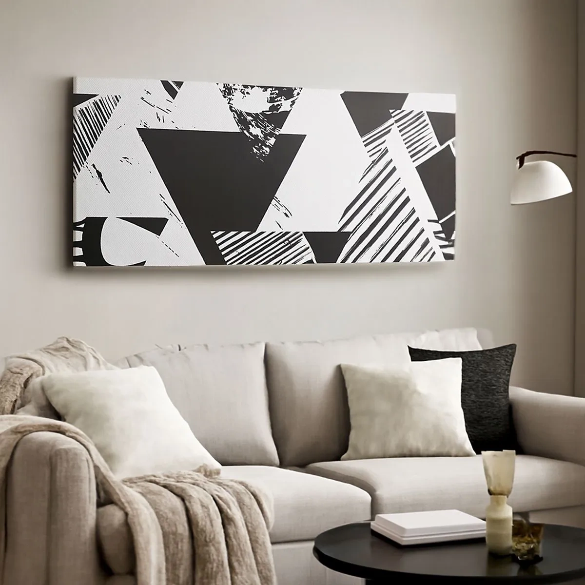 Quadro su tela - Stampe su Tela - Pioggia di triangoli - 100x40 cm