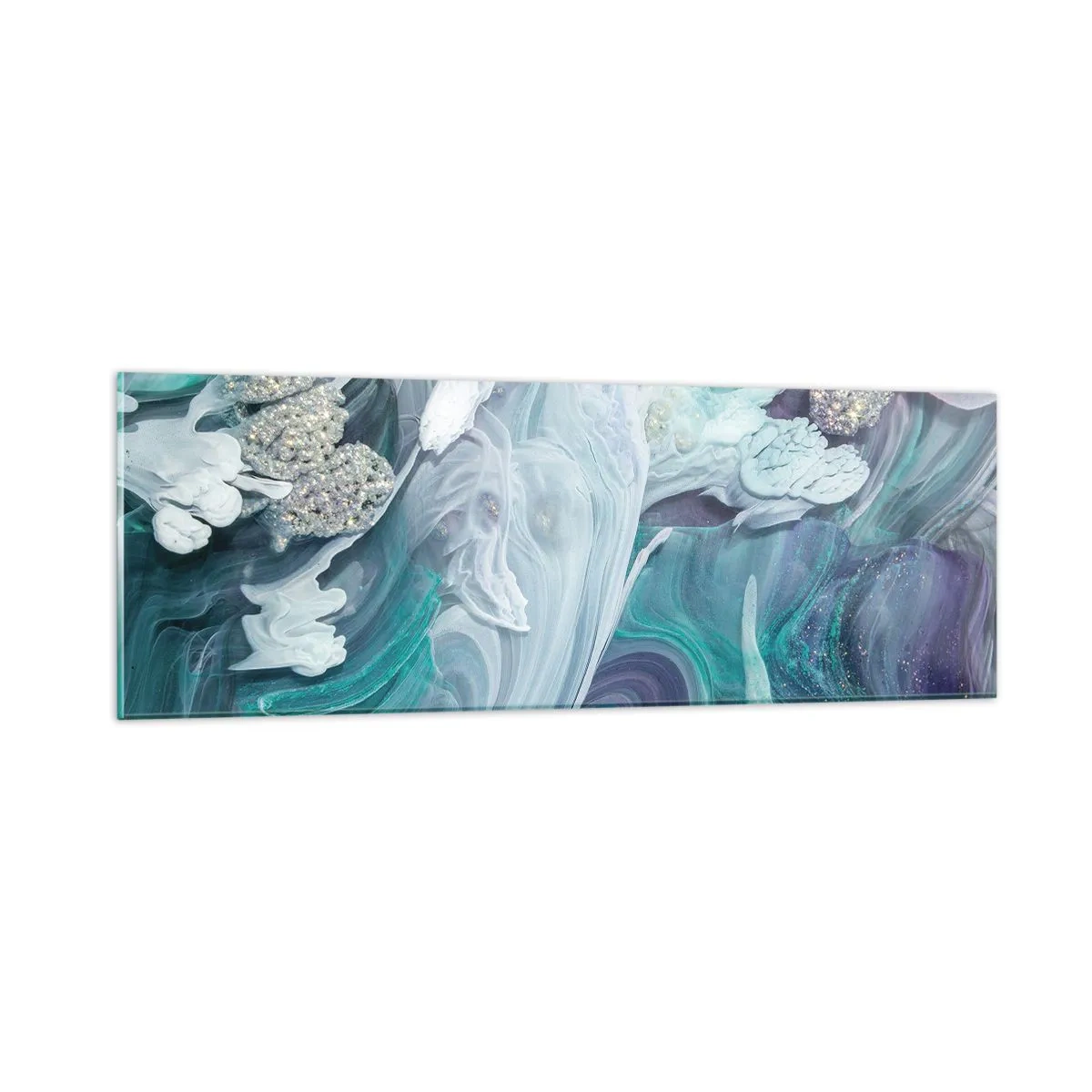 Quadro su vetro - Correnti di blu - 90x30 cm