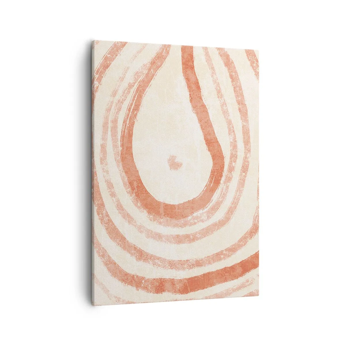 Quadro su tela - Stampe su Tela - Un motivo astratto di linee concentriche nelle tonalità del terracotta. - 50x70cm - Cerchi di corallo - Decorazione murale moderna per soggiorno e camera da letto ARTTOR