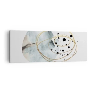 Quadro su tela - Stampe su Tela - Astrazione minimalista con motivo geometrico e linee dorate - 140x50cm - Nell'abbraccio dello spazio - Decorazione murale moderna per soggiorno e camera da letto ARTTOR