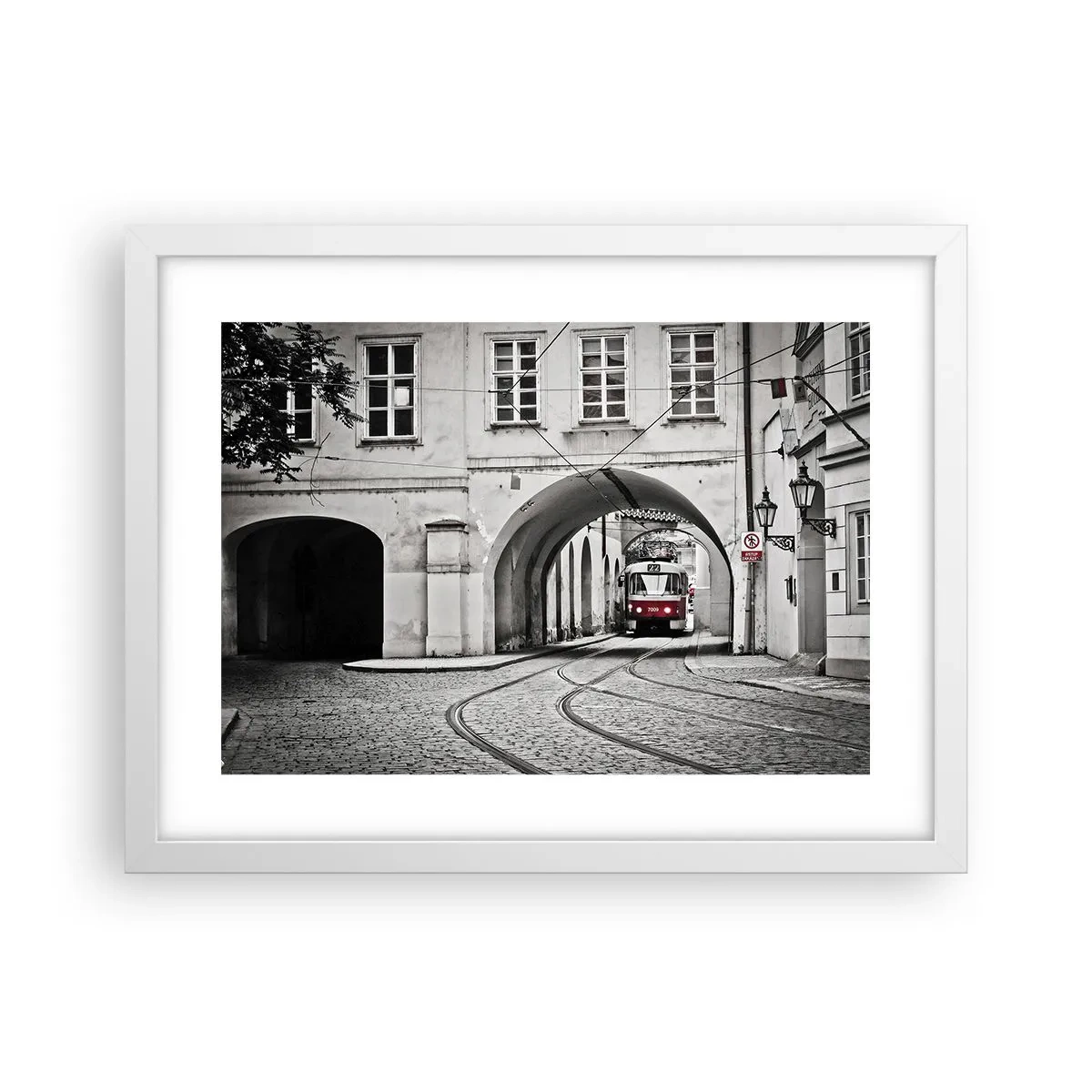 Poster in cornice bianca - Attraverso il labirinto cittadino - 40x30 cm