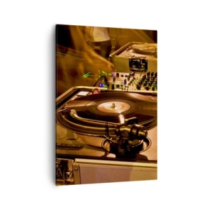 Quadro su tela - Stampe su Tela - Attrezzatura da DJ con giradischi e mixer durante una festa - 50x70cm - Senti la forza? - Decorazione murale moderna per soggiorno e camera da letto ARTTOR