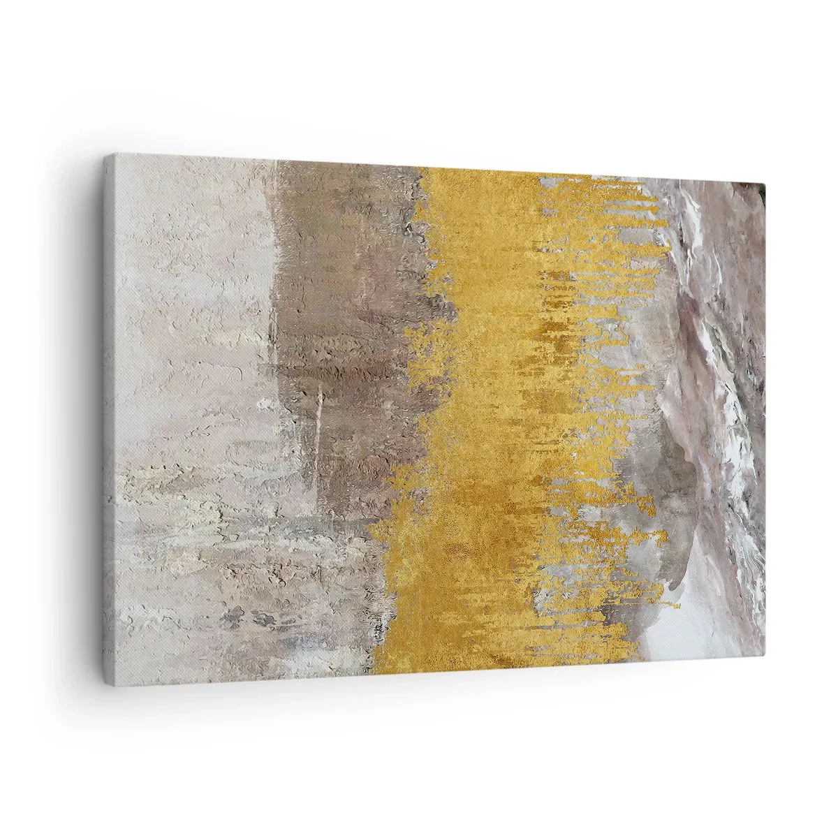 Quadro su tela - Stampe su Tela - Motivo astratto oro e beige - 70x50cm - Soffio dorato - Decorazione murale moderna per soggiorno e camera da letto ARTTOR