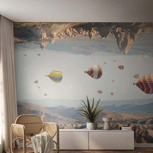 Fotomurali Premium Canvas - Qui tutto è possibile - Astrazione, Palloncini, Paesaggio - 200x140 cm