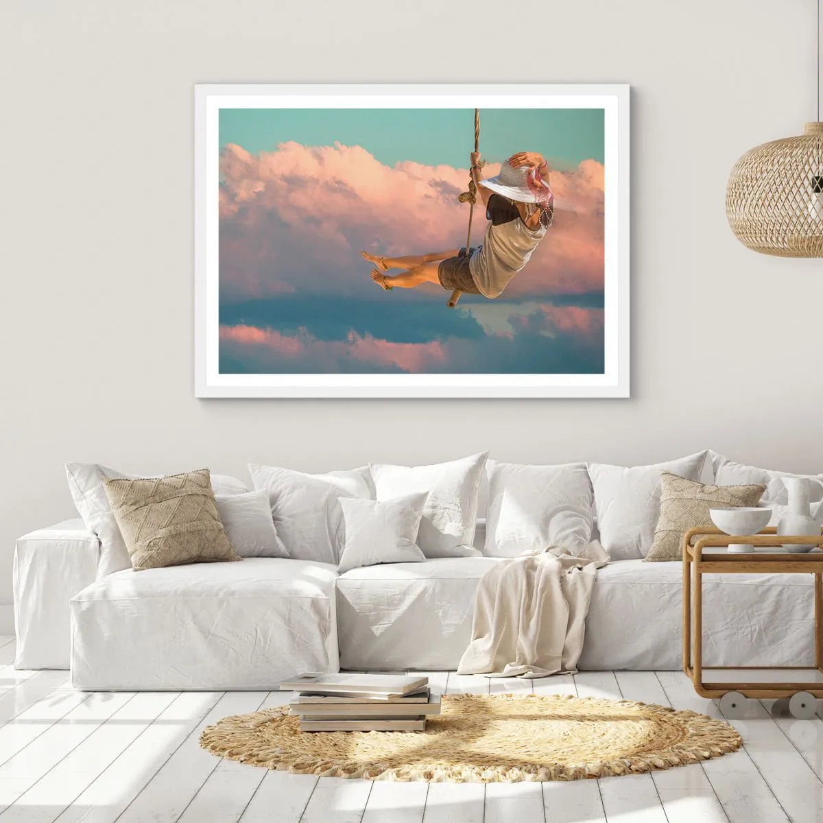 Poster in cornice bianca - Divertimento tra le nuvole - 50x40 cm
