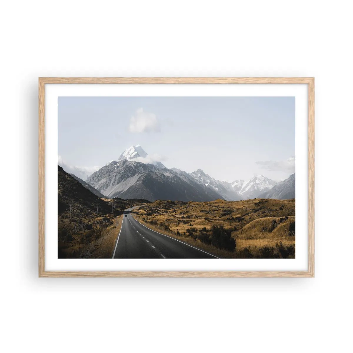 Poster in cornice rovere chiaro - Via verso il cuore dei monti - 70x50 cm