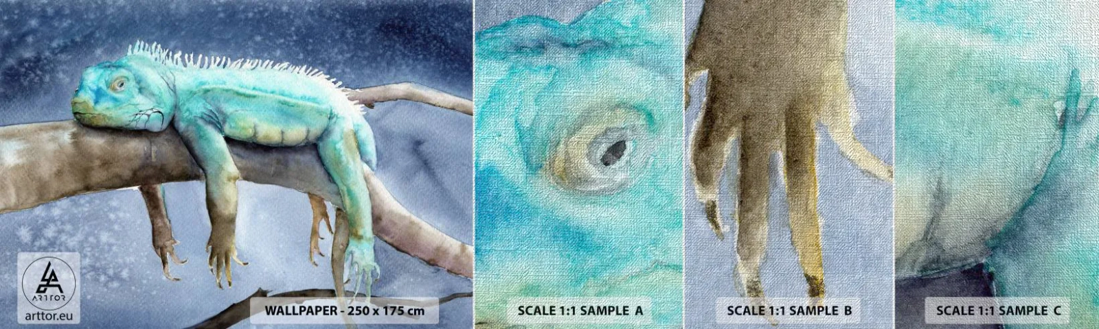 Campione di Fotomurale Premium Canvas - Va tutto bene! - Camaleonte, Animale, Pigrizia - 100x30 cm