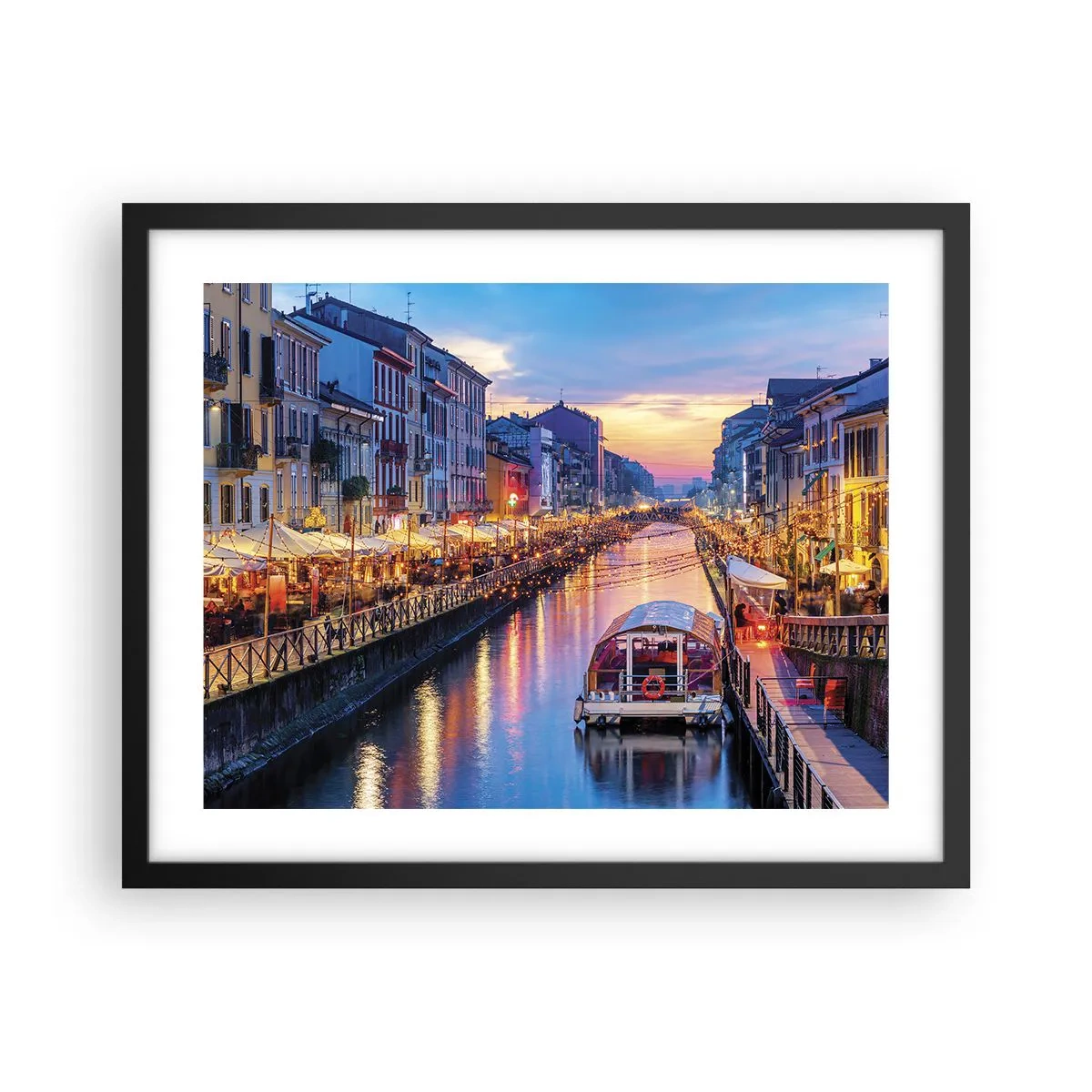 Poster in cornice nera - Sera di luce e di divertimento - 50x40 cm