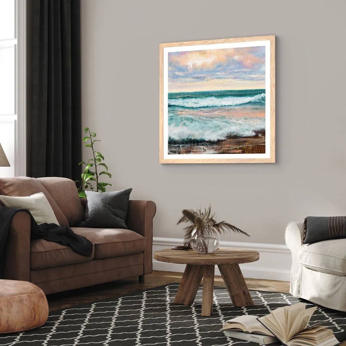 Poster in cornice rovere chiaro - Dove l'anima si calma - 30x30 cm