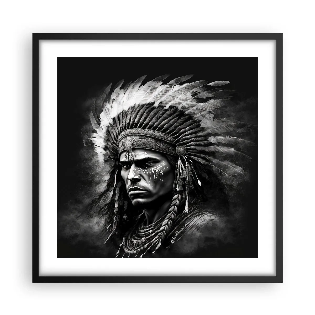 Poster in cornice nera - Capo e guerriero - 50x50 cm