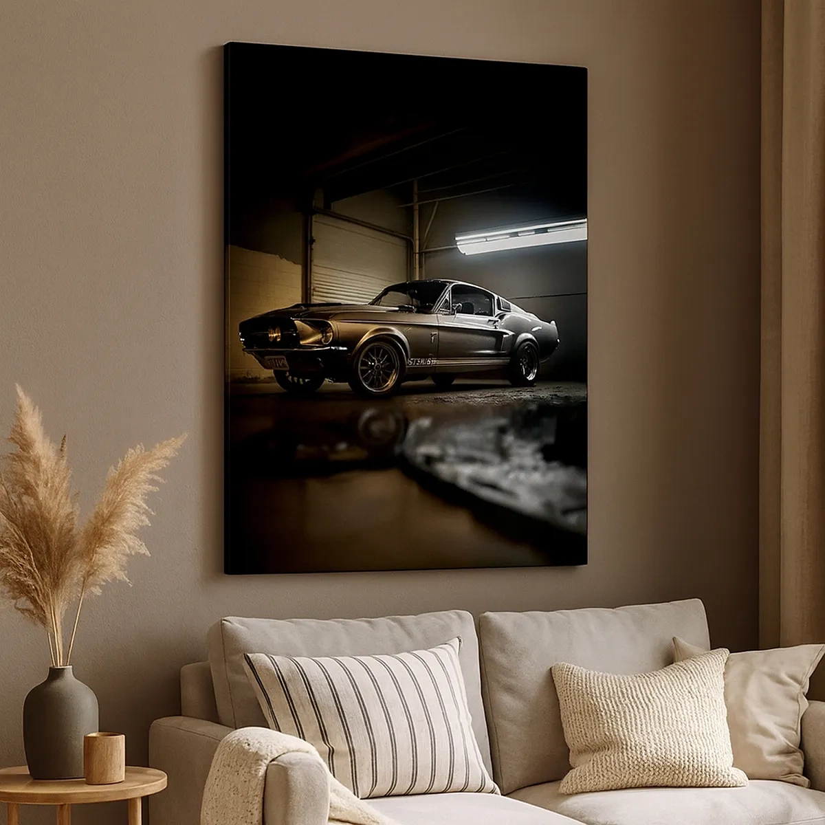 Quadro su tela - Stampe su Tela - Auto d'epoca in garage retrò - 50x70cm - Ritorno al passato - Decorazione murale moderna per soggiorno e camera da letto ARTTOR