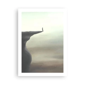 Poster - Silhouette di una donna in piedi sul bordo di una scogliera - 50x70cm - Certamente verso l'alto! - Decorazione murale moderna per soggiorno e camera da letto ARTTOR
