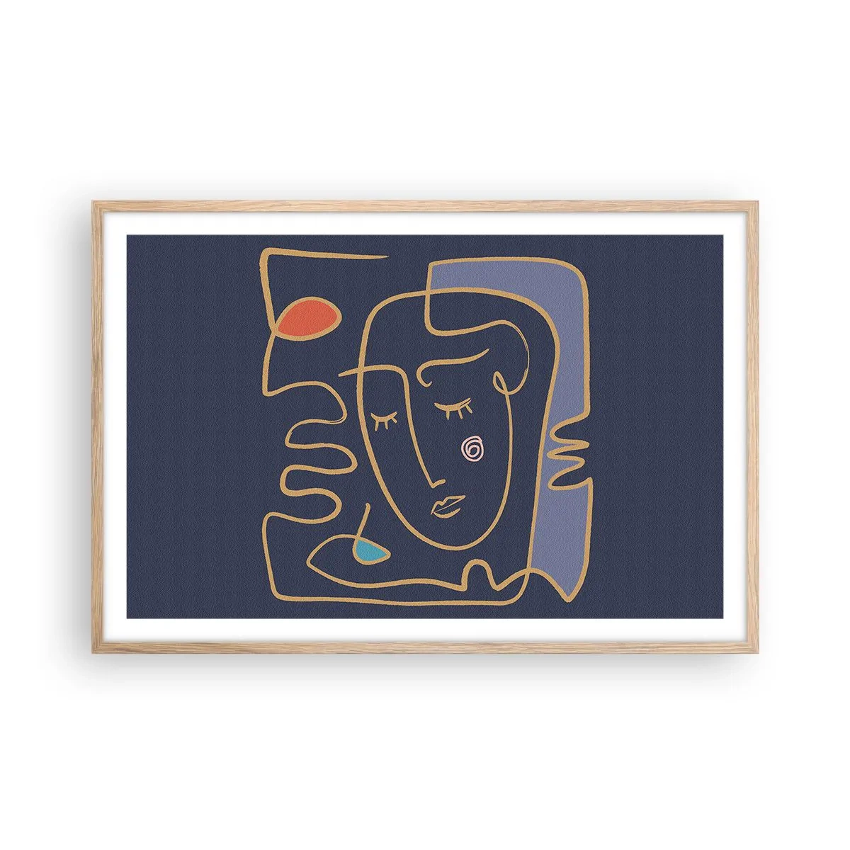 Poster in cornice rovere chiaro - Pensierosa - 91x61 cm