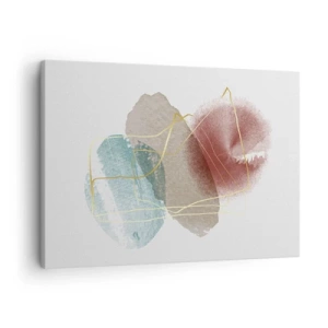 Quadro su tela - Stampe su Tela - Forme astratte con colori delicati e linee dorate - 70x50cm - Coralli dello spazio - Decorazione murale moderna per soggiorno e camera da letto ARTTOR
