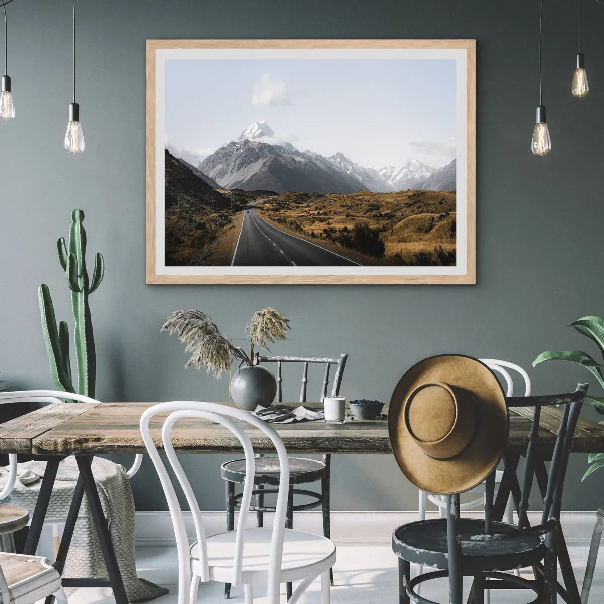 Poster in cornice rovere chiaro - Via verso il cuore dei monti - 70x50 cm