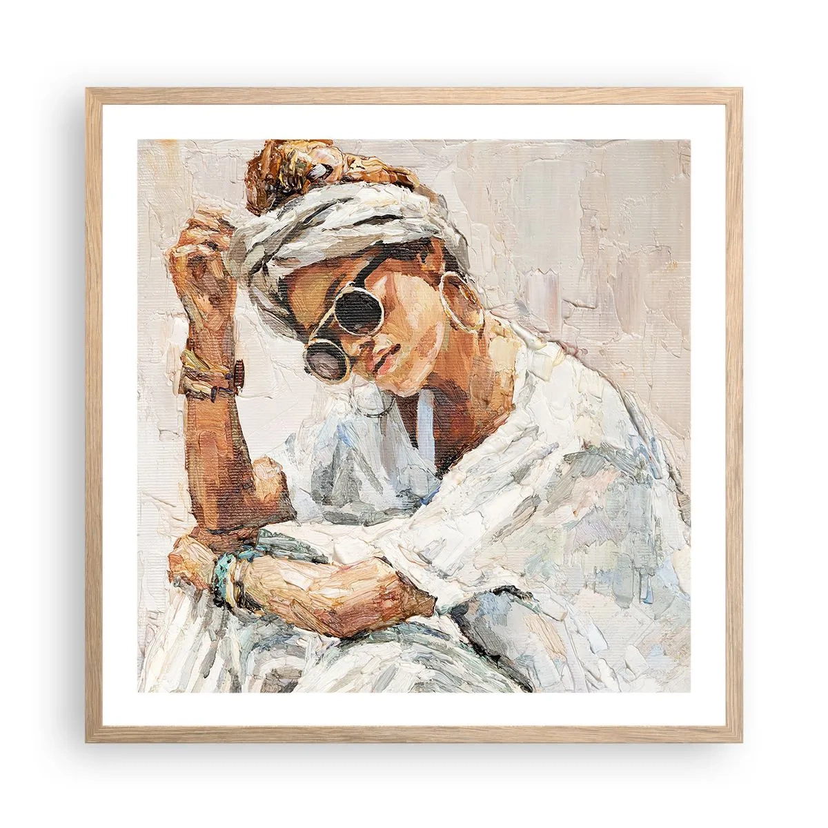 Poster in cornice rovere chiaro - Ritratto in pieno sole - 60x60 cm