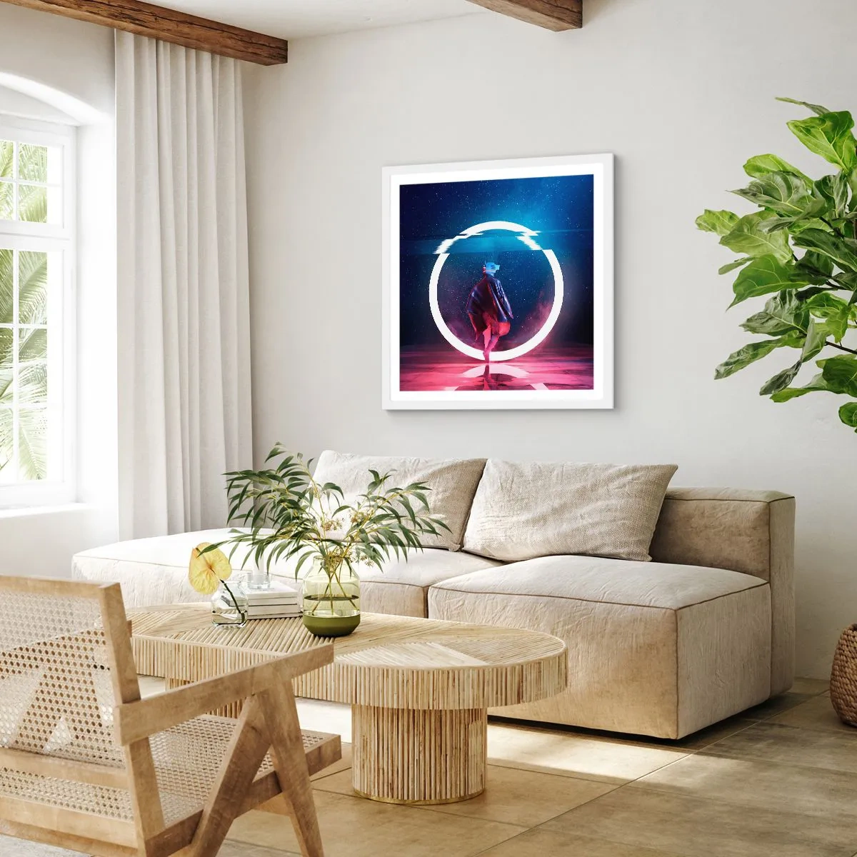 Poster in cornice bianca - Tra due mondi - 40x40 cm